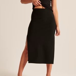 Abercrombie Black Slit Midi Skirt